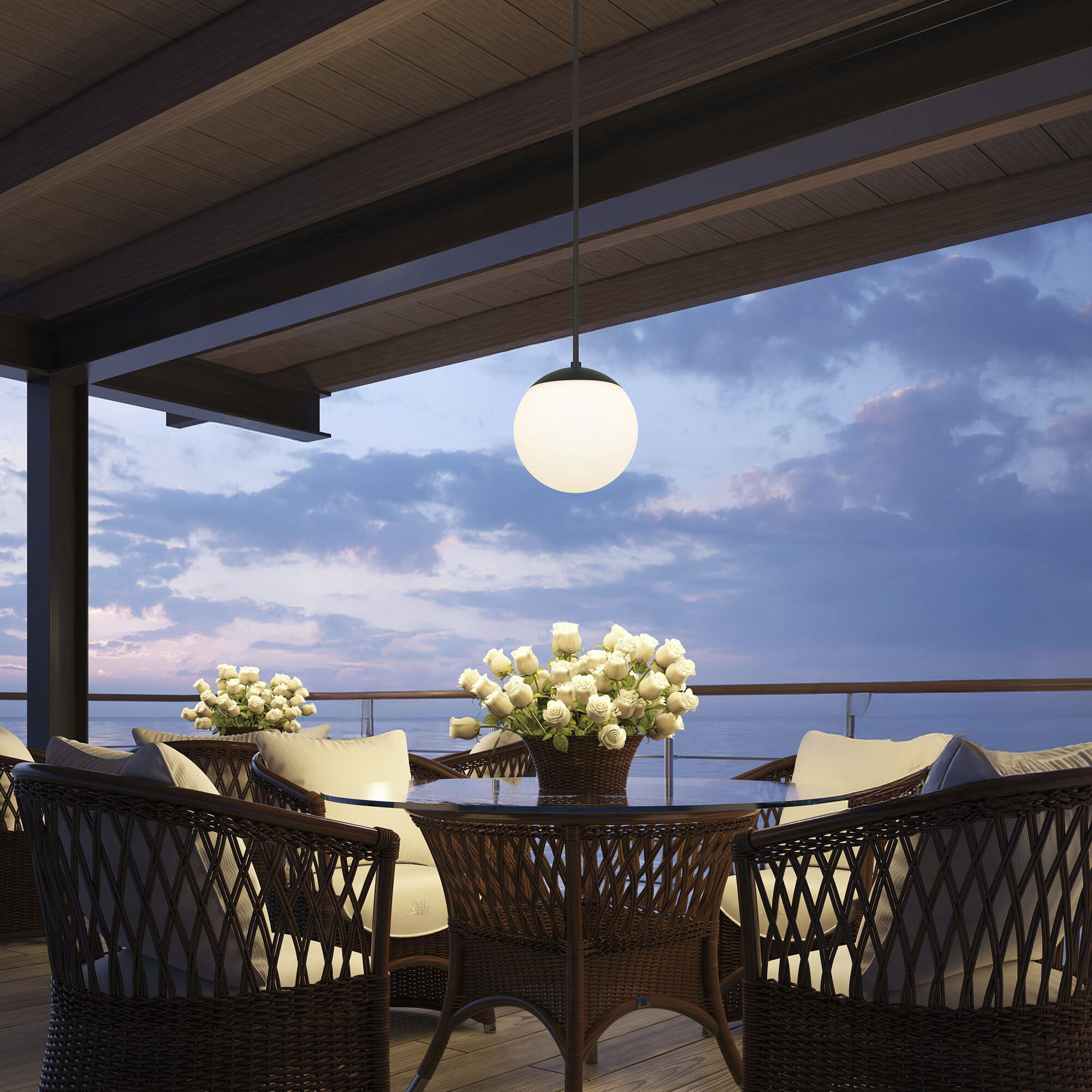 Rondure LED 10 inch Sand Black Outdoor Pendant